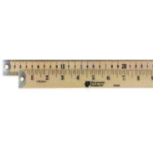 Metal ended meter stick, hardwood